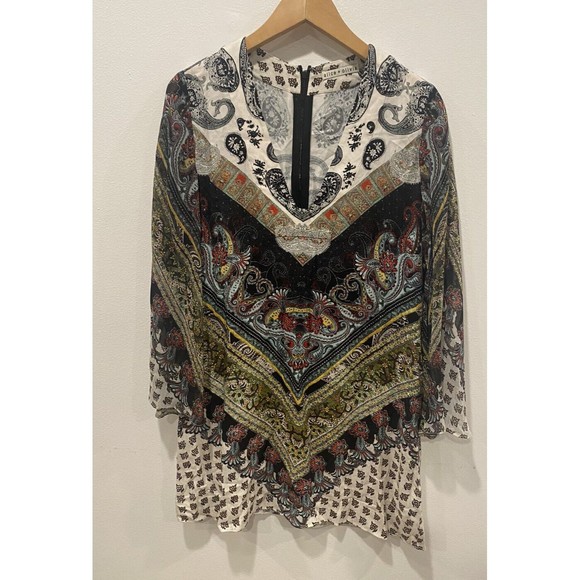 Alice + Olivia Zia Caftan Mini Dress in Multi Size Small Chevron Size SP - Picture 3 of 7